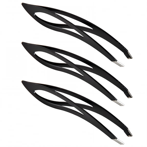 FACEGA 3Pcs Tweezers,Premium Stainless Steel Construction Long Tweezers,Ergonomic Handle Design Lash Extension Tweezers,Black