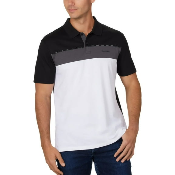 Calvin Klein Men’s Classic Fit Polo 2-Button Placket (White, Small)