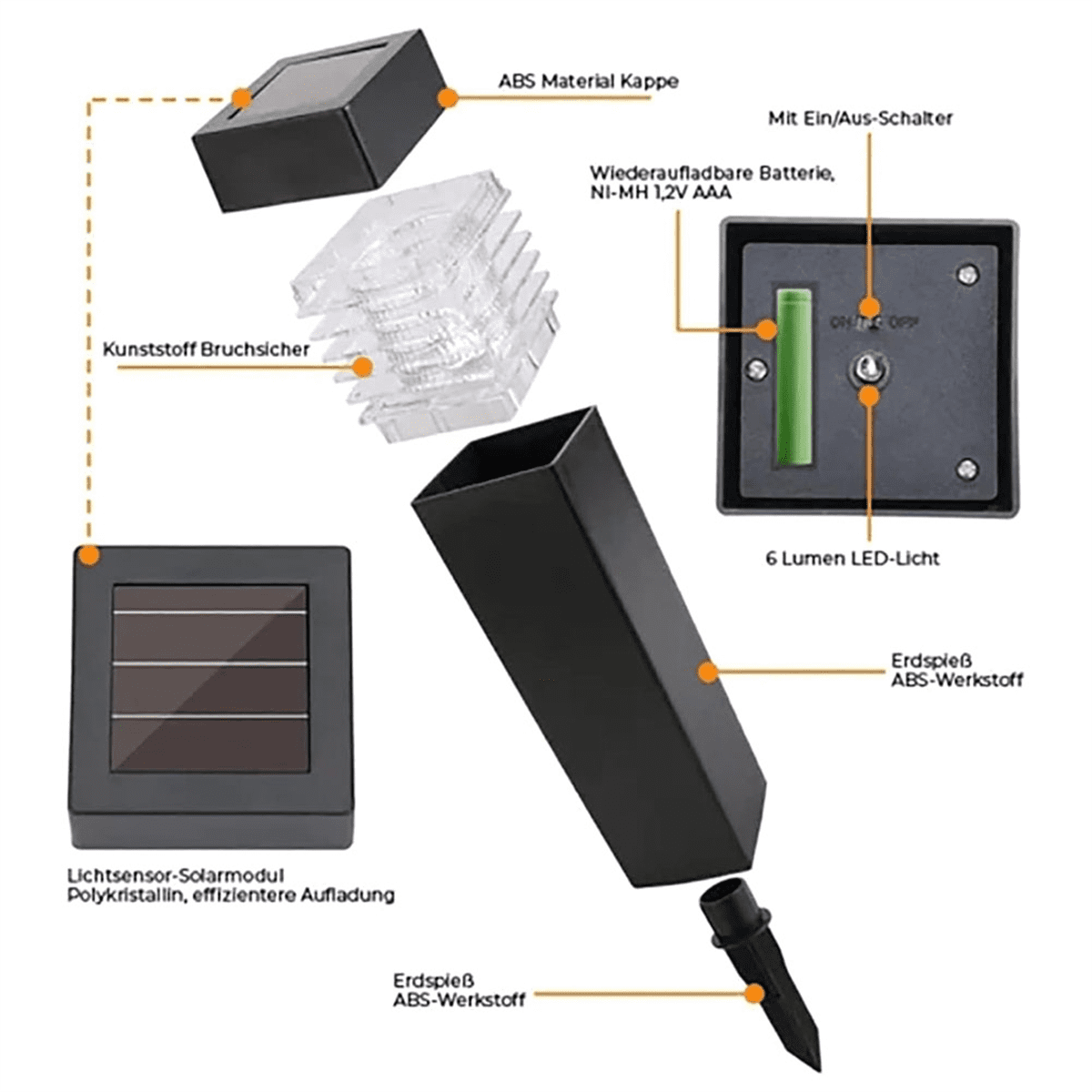 4PCS Solar Powered Solar-Powered De-Icing Light, Solar Outdoor De-Icing Light, Solar Ground Plug-in Light Warm Light