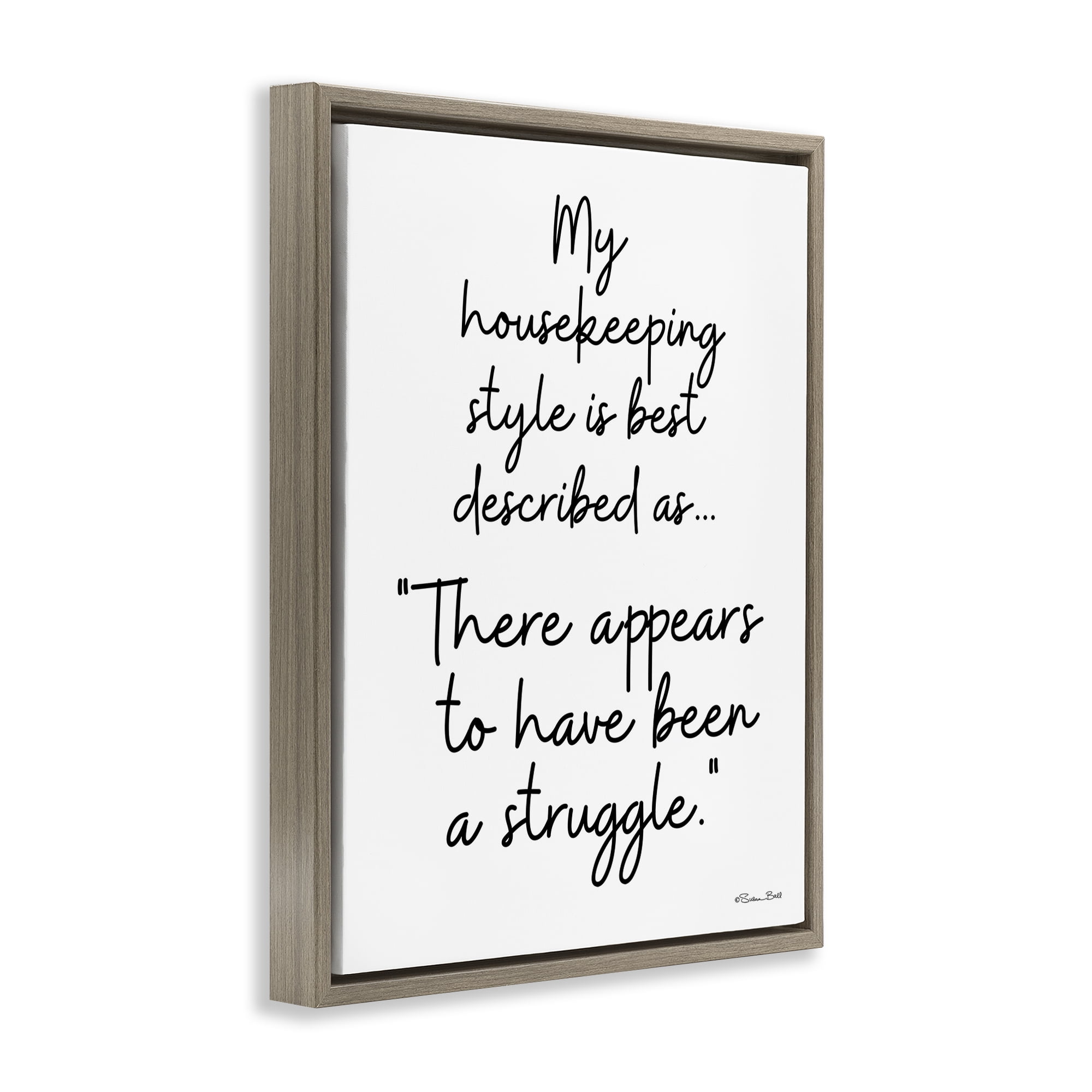 Stupell Industries Funny Housekeeping Struggle Novelty Painting Brown Floater Framed Art Print Wall Art, 25 x 31