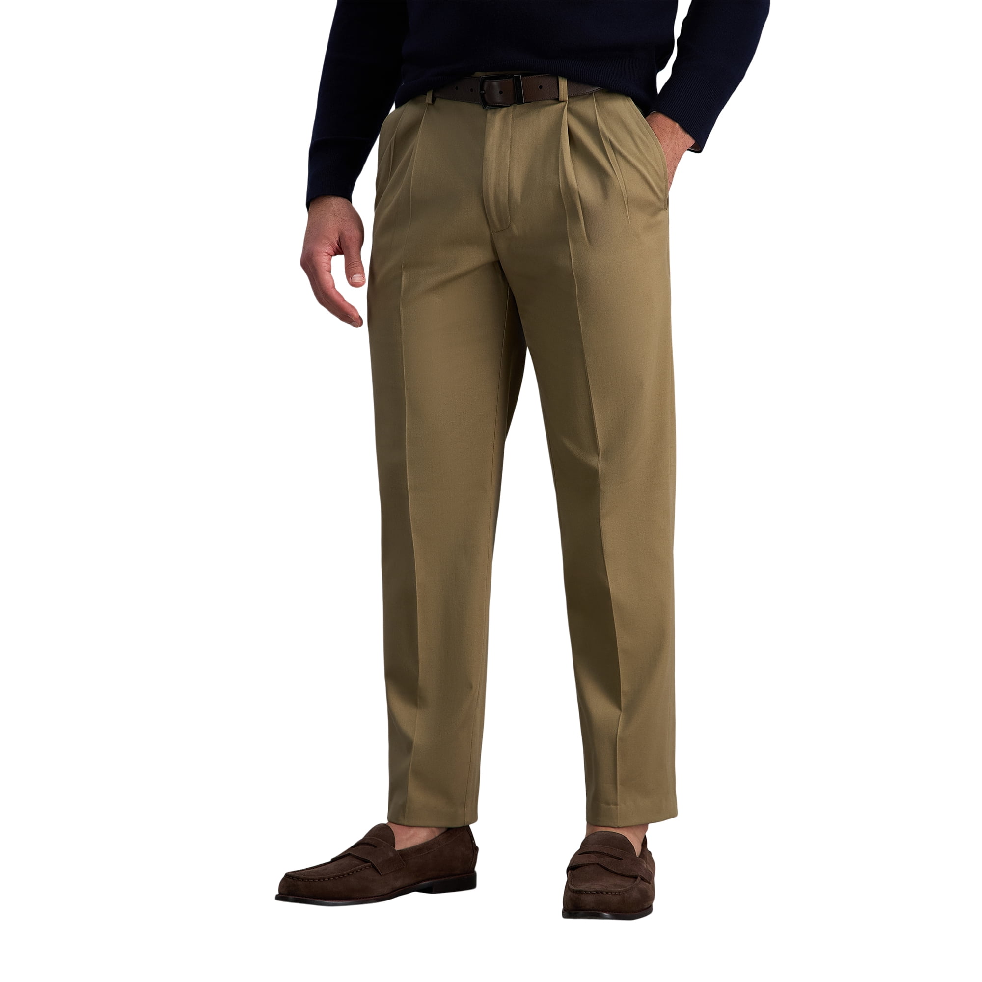 Haggar Men's Premium No Iron Khaki Pleat Front Pant Classic Fit, Sizes 32x30-44x32