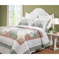 thumbnail image 1 of Cozy Line Home Fashions Floral Véritable Patchwork Vert Pêche Bord Festonné Campagnard Ensemble de Literie Courtepointe 100 % Coton, Couvre-Lit Réversible (Celia, Lit Simple - 2 Pcs), 1 of 5