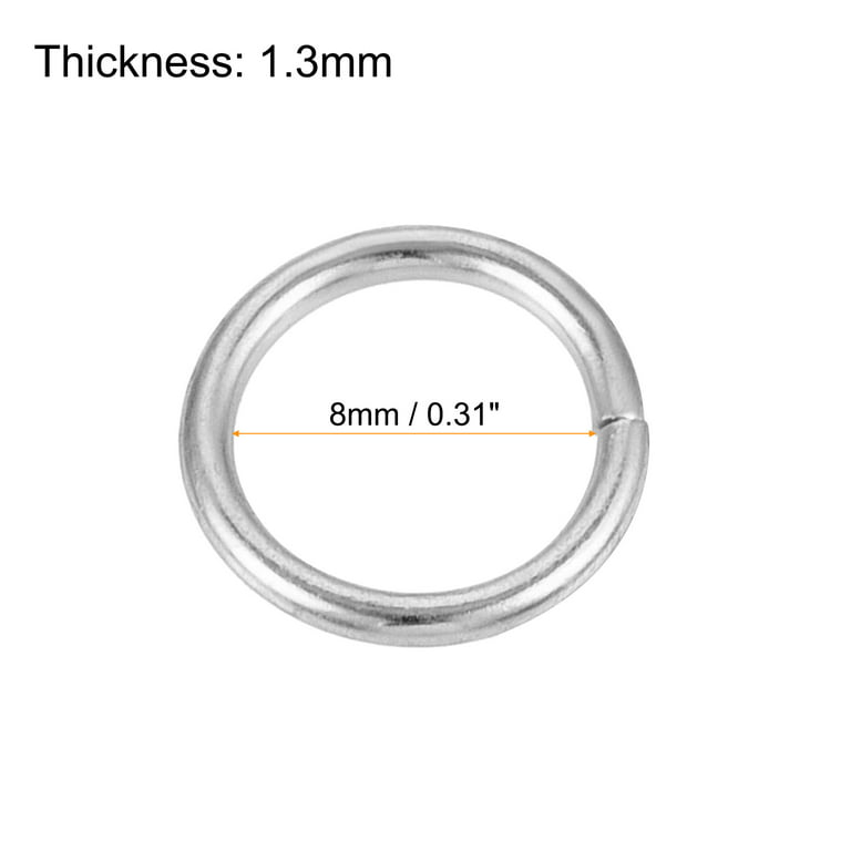8mm Metal O Rings Non-Welded for Straps Bags Belts DIY Silver Tone
