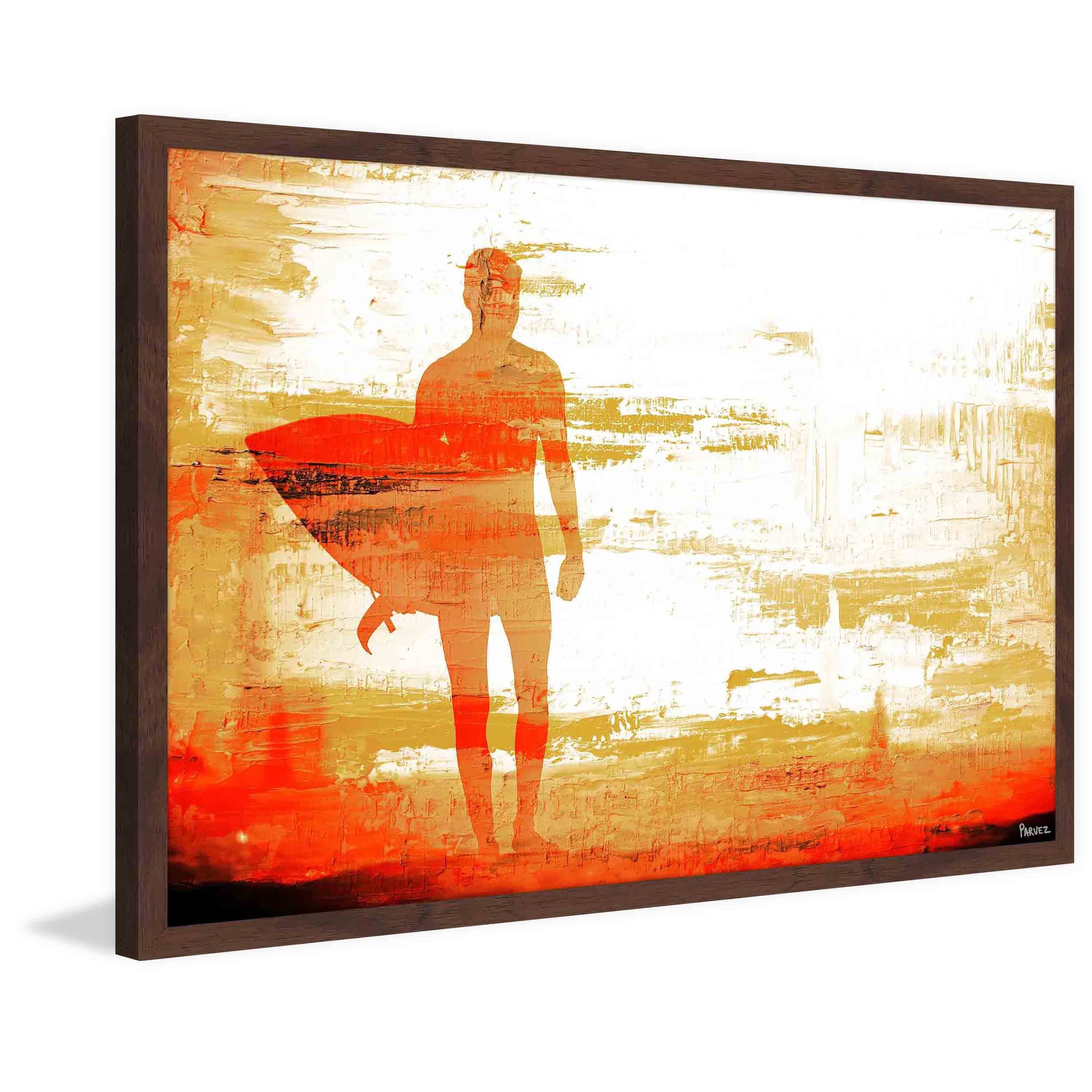 Parvez Taj  - 'Dusk Red Surf' Framed Painting Print 30 x 20