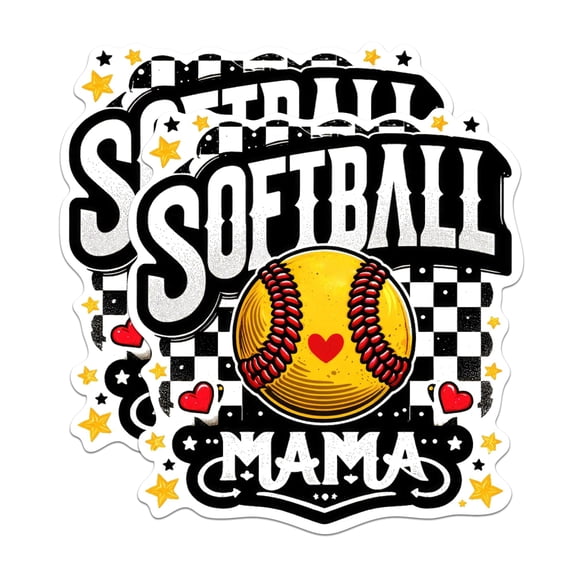 (2 Pack) Softball Mama Stickers - Softball Mom - 5 Inches On Longest Side - Premium Vinyl - for Cars, Trucks, Skateboards, Laptops - Made in USA - BMCS1099