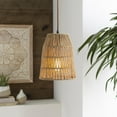 thumbnail image 2 of Mark&Day Chandelier Pendant Lights, Mercer Woven Rattan Global Eclectic Tan Ceiling Light Fixture for Kitchen Island, Foyer, Dining Room, Bedroom and Living Room (11" H x 9" W x 9" D), 2 of 6