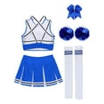 thumbnail image 4 of vastwit Womens Cheerleading Sleveeless Crop Tops with Mini Pleated Skirt Accessories Royal Blue M, 4 of 5