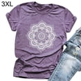thumbnail image 1 of Camiseta de mujer Blusa de verano con cuello redondo y manga corta con estampado floral, Morado, 3XL Eigraketly AP002559-18, 1 of 5