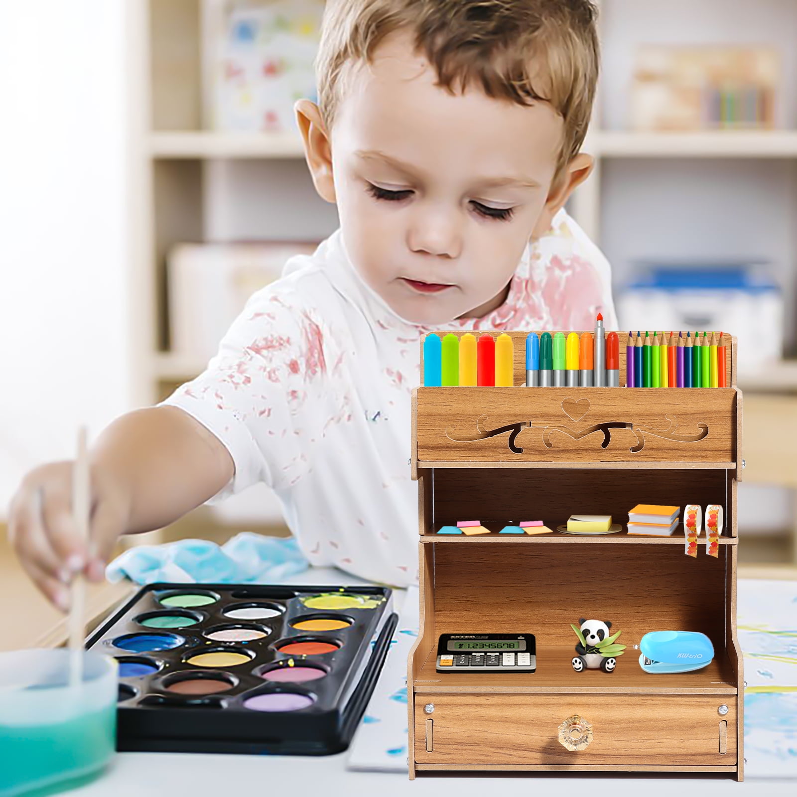 Buy Bamboo Pen Organizer Pen Holder Box Bamboo Desk Organiser Part Stationery Storage Organiser