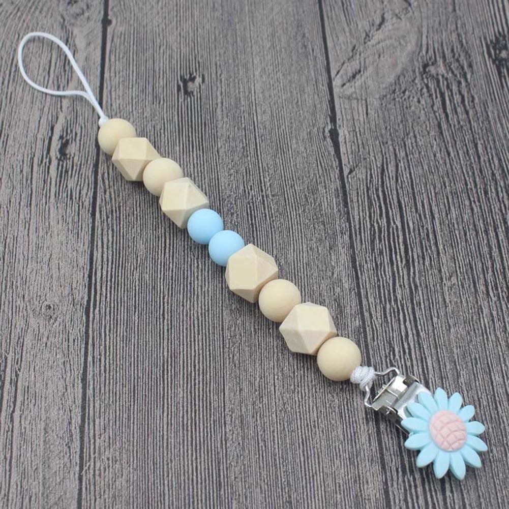 Baby Silicone Pacifier Clip Sunflower Pacifier Chain Teething Soother Chew Toy