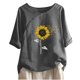 thumbnail image 1 of Blusas de Manga Corta para las Mujeres Impresas Cuello Redondo Camiseta Casual, Blusa de Algodón de Imitación para las Mujeres, 1 of 4