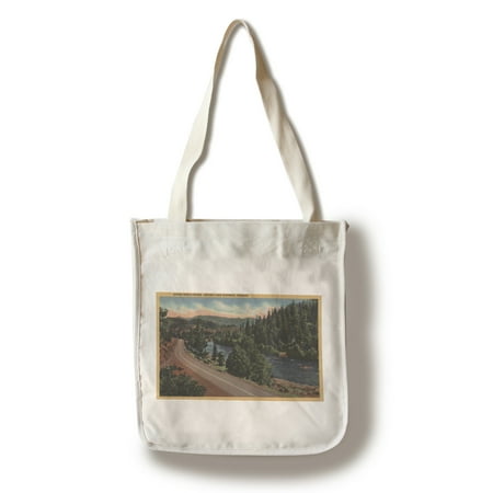 - Crater Lake, Oregon - Upper Rogue River on Highway (100% Cotton Tote Bag - Reusable)