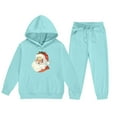 thumbnail image 5 of Girls 2 Piece Outfits Christmas Printed Funny Hoodie and Joggers Pant Set Tracksuit Loose Sweatsuits with Pockets (2-3 Years, Light Blue), 5 of 5