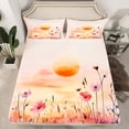 thumbnail image 2 of Manfei Natural Landscape Sunset Queen Sheet Sets,Colorful Flower Floral Flat Sheet,Orange Pink Queen Fitted Sheet For Teens,Super Cozy Room Decor,4-Piece, 2 of 7