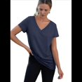 thumbnail image 1 of Camiseta Informal de Mujer con Cuello en V, Azul Marino, Talla XXL, 1 of 9