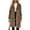 Brown, variant on dGslk Women’s Long Sleeve Faux Fur Leopard Print Open Front Coat Mid Length Warm Outerwear Jacket with Pockets and Hood Brown S
