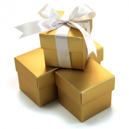 - Koyal 2-Piece 10-Pack Square Favor Boxes, Gold