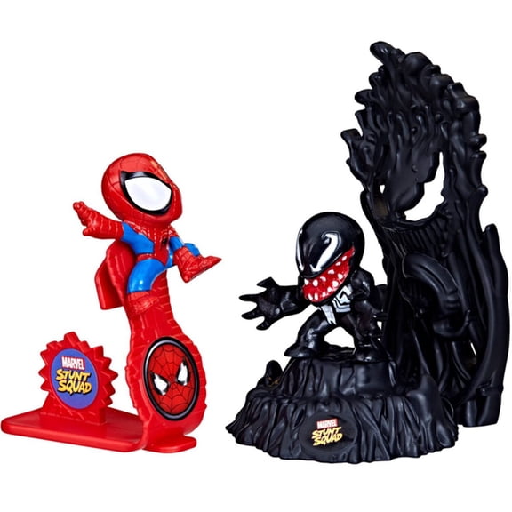 Marvel Stunt Squad Spider-Man vs. Venom Playset with Action Figures (1.5”)