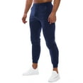 thumbnail image 3 of Hood Crew Men's Slim Joggers Workout Pants for Gym Running and Body building Trousers Elastic Waist Sweatpants Navy L, 3 of 5