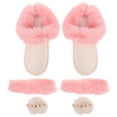 thumbnail image 1 of juego de forros cálidos para zapatos, pantuflas de felpa con bandas y pompón para zapatos, plantillas de repuesto para invierno, color rosa, talla 42-43, 1 of 8