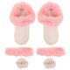 thumbnail image 1 of juego de forros cálidos para zapatos, pantuflas de felpa con bandas y pompón para zapatos, plantillas de repuesto para invierno, color rosa, talla 42-43, 1 of 8