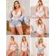 thumbnail image 5 of Lencería de entrepierna para mujer, body de encaje sexy con escote en V profundo, picardías de encaje de una pieza, pequeño blanco-(con entrepierna a presión) Jormftte WRMH-261-4, 5 of 7