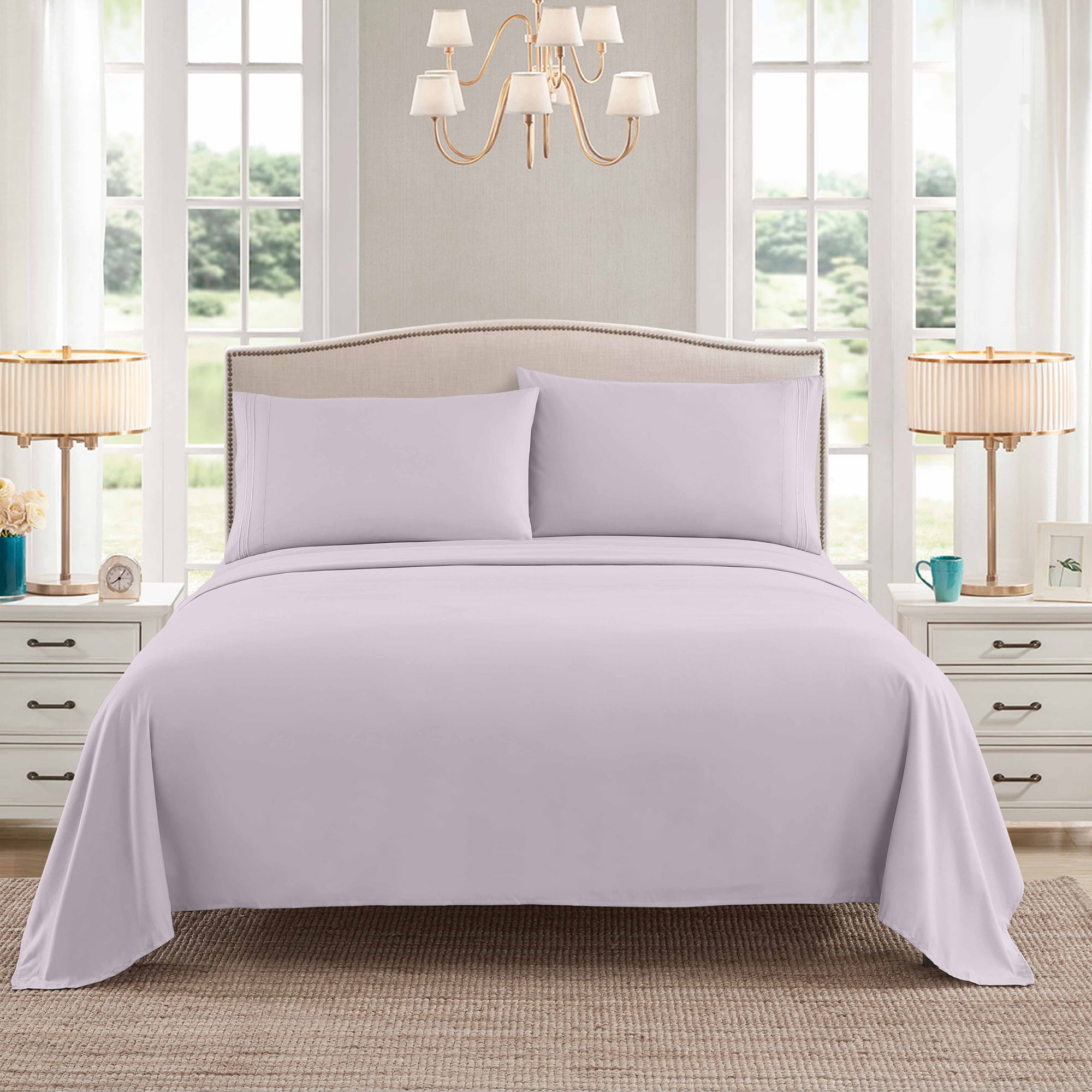 Sweet Home Collection 1500 Thread Count Sheet Set, Purple, Queen Set