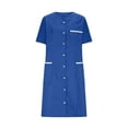 thumbnail image 4 of Xysaqa Scrub Dress for Women - Fashion Fitted Uniforms Work Dress Pockets V-Neck Button Down Shirt Dress for Ladies S-2XL Summer Savings, 4 of 6