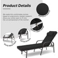 thumbnail image 6 of Kullavik Patio Chaise Lounge Sets Outdoor Armchair Recliner Rattan Adjustable Back 3 Pieces Cushioned Patio Folding Chaise Lounge with Folding Table - Black, 6 of 8