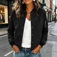 thumbnail image 4 of Bomber Jacket For Women Lightweight Button down Casual Long Sleeve Cropped Coat Streetwear, 4 of 6