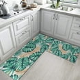 thumbnail image 2 of Tropical Kitchen Rugs and Mats Non Skid Washable Set of 2, Green Palm Leaves Gold Kitchen Runner Rug, Farmhouse Summer Kitchen Floor Mat Under Sink Mat Throw Rug for Doormat, 2 of 6
