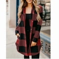 thumbnail image 5 of Jhhlsf Women's Long Sleeve Lattice Plaid Top Loose Blouse Coat Cardigan, 5 of 9