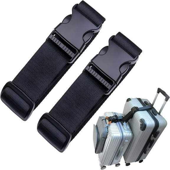 GASTROPOD Luggage Straps, Heavy Duty Adjustable Suitcase Belt Travel Attachment for Connecting Your Luggage (Black)