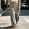 thumbnail image 6 of Bxsruta Womens Cargo Pants Wide Leg Baggy Joggers Drawstring Elastic Waist Casual Trousers with Pockets, 6 of 7
