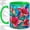 Green, variant on Pink Lily Coffee Mug, Stained Glass Floral Art, Bright Daily Sips for Tea