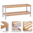 thumbnail image 2 of Casewin 100% Bamboo Shoe Rack Bench, Shoe Storage, 2-Layer Multi-Functional Cell Shelf, Can Be Used For Entrance Corridor, Bathroom, Living Room And Corridor 70 * 25 * 33 - Natural and White, 2 of 8