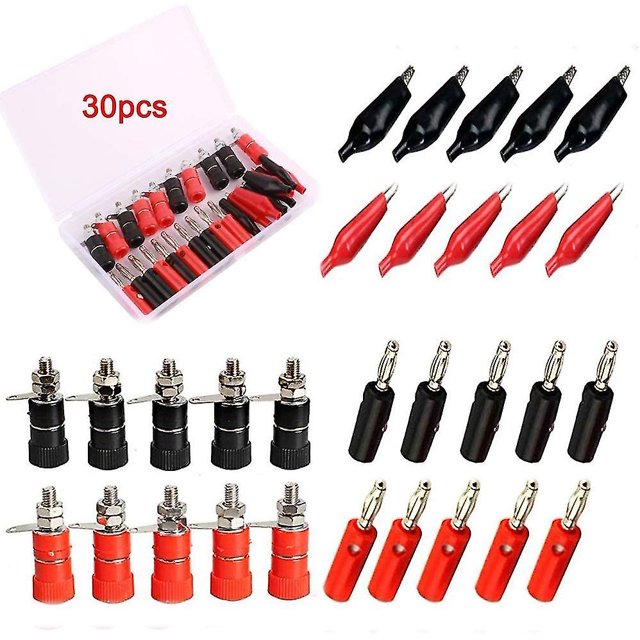 30pcs 4mm Banana Plugs 4mm Banana Plug Tapping Clamp Set para altavoz Poste Terminal,11 Feliz Sencillez