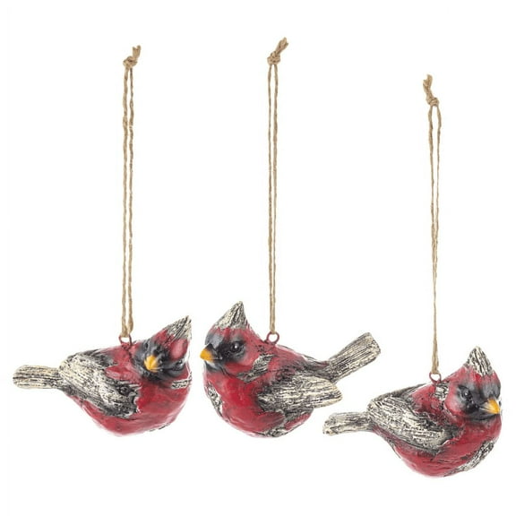 Set of 3 Nature's Noel CARDINAL Christmas Ornaments by Ganz