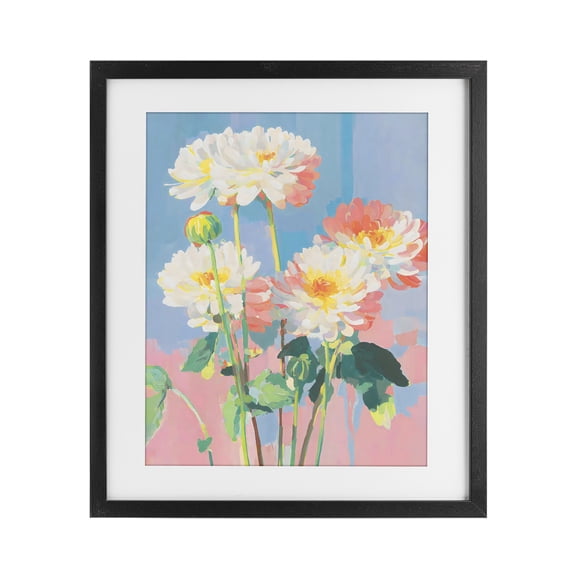 Stupell Industries Colorful Chrysanthemum Impressions Black Framed Print Under Glass, design by Sisi and Seb