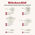 thumbnail image 3 of KitchenAid Hard-Anodized 10 Pcs Ceramic Induction Cookware Set, Dishwasher Safe and Oven Safe to 500°F, Porcelain White, 3 of 13