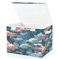 thumbnail image 2 of Storage Box With Lid 16.5x12.6x11.8In Foldable Stacked Household Storage Box Cartoon Blue Cloud, 2 of 7