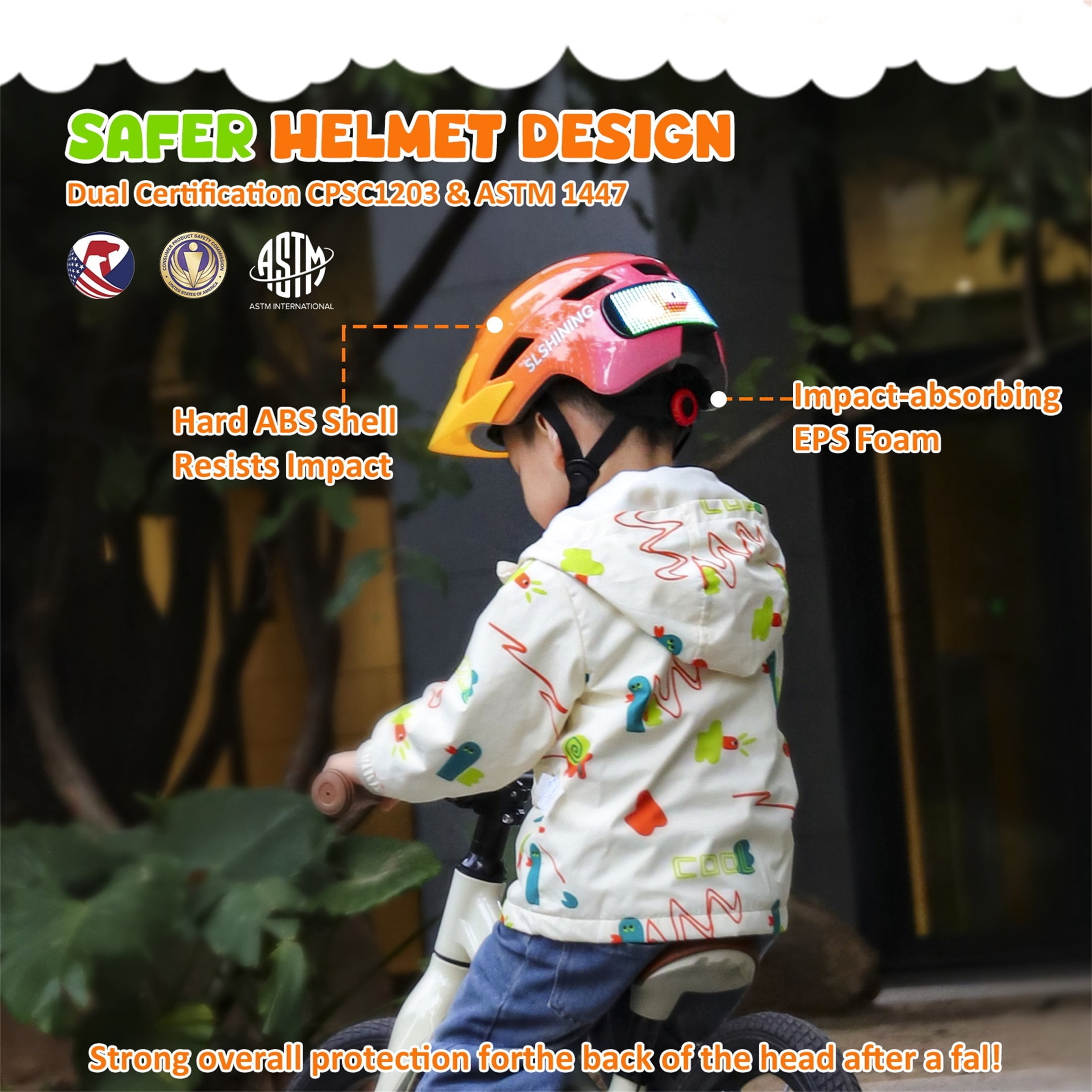 Kids Bike Helmet with LED Display & Remote Control, 64 Light Patterns, Turn & Stop Signals, Multi-Sport Helmet for Toddler & Youth Ages 3-14, Safe for Boys Girls Bicycle Scooter Mountain Bike