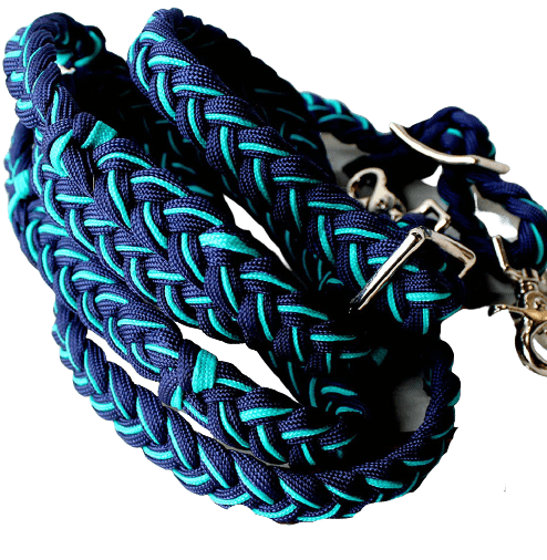 Horse Roping Western Barrel Reins Turquoise Blue Nylon Braid Knotted Rein 60785 