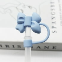 IPEWLEX Silica Gel Straw Cover, Cute Bow Shaped Reusable Splash Proof Straw Cap for Water Bottle, Fits 0.4in Diameter Straws