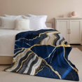 thumbnail image 3 of Flannel Fleece Throw Blanket Blue Grey Marble Texture Lightweight Soft Plush Blankets,Gold Foil Abstract Stripe Cozy Warm Throw Blanket for Couch Sofa Bed Car Office All Season Use 60x80in, 3 of 9