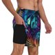 thumbnail image 2 of Balery Colorful Tropical Leaves Bañador para hombre, shorts de playa de secado rápido con entrepierna y forro de compresión-Medium, 2 of 6