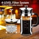 thumbnail image 2 of YMMIND Cafetera de prensa francesa Prensa de café de acero inoxidable 304 de 12 oz, con sistema de 4 filtros, vidrio de prensa francesa de borosilicato de espesor resistente al calor, émbolo de café d, 2 of 5