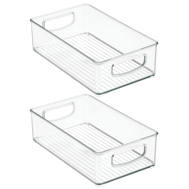 mDesign Stackable Plastic Storage Organizer Container Bin with Handles for Bathroom 