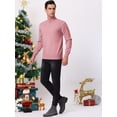 thumbnail image 4 of Suéter de cuello alto para hombre, manga larga, color sólido, casual, de punto, jerséis Rosa S, 4 of 6
