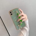 thumbnail image 4 of Girl Women Gold Electroplated Outlines with TPU Back Shell Phone Case + Hearts Chain, Compatible with iPhone 14, Full Body Protection (Scratch-resistant & Shockproof) - Green, 4 of 7